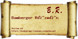 Bamberger Rézmán névjegykártya